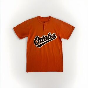 Vintage Baltimore Orioles Henley Shirt Majestic Medium 1980's